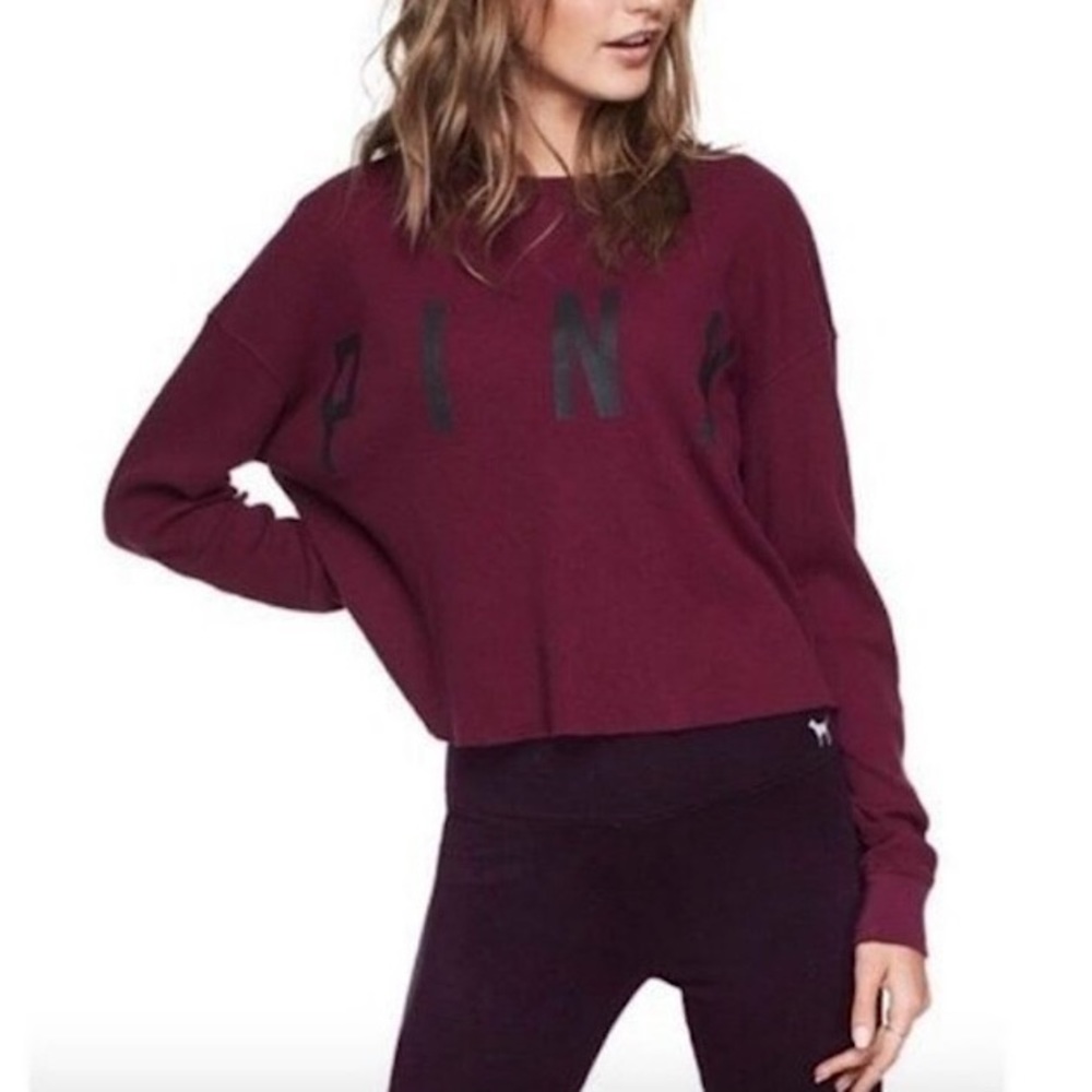 PINK Victoria's Secret Burgundy Thermal Top